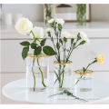 custom glass flower vase with metal grid lid